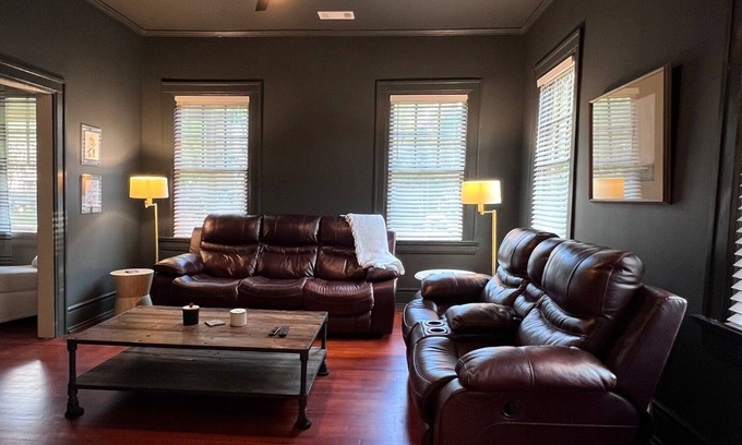 Montgomery House | Charming Retreat with King Bed, Full Kitchen, & Enclosed Outdoor TV Area