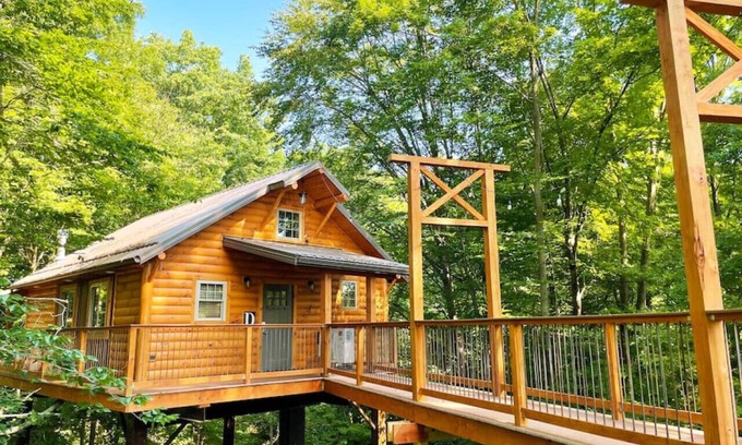 Millersburg Cabin | Charming Treehouse Getaway with Treetop Views
