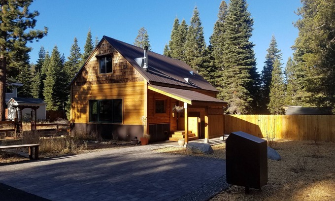 Tahoe Paradise House | Charming two-story cabin with a private hot tub, patio, & large backyard