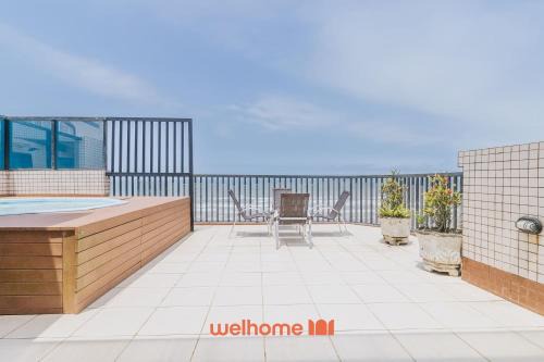 Tupi Apartment | Cobertura com piscina pé na areia em Praia Grande