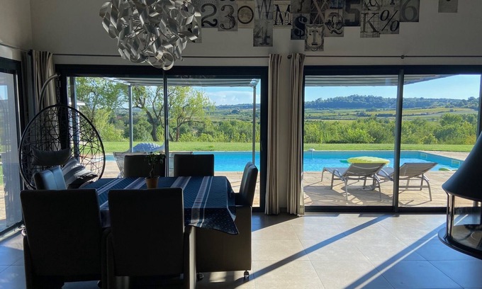 Pezenas Villa | Contemporary upscale villa, heated pool with jacuzzi. Breathtaking view