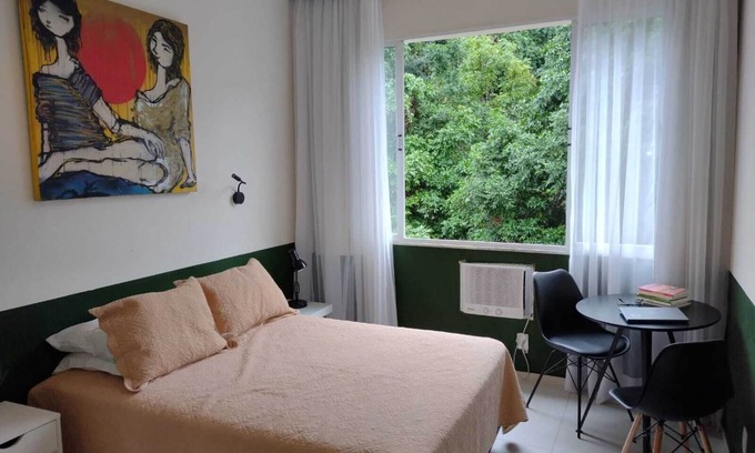 Copacabana Apartment | Copacabana apartment, bedroom and living room, overlooking the Atlantic forest