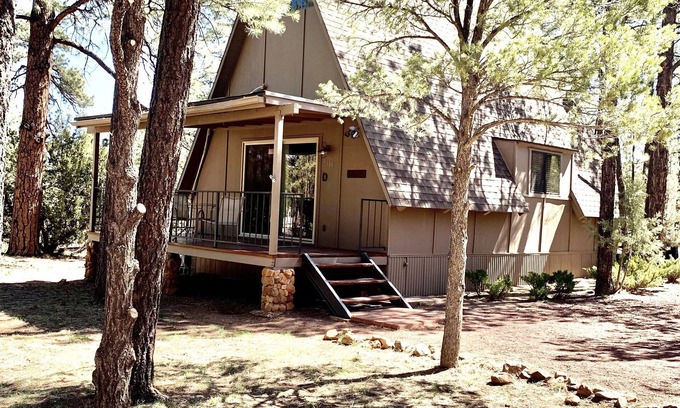Overgaard Cabin | Cozy A Frame on 1 acre beautiful ponderosa and piñon pines, and junipers.