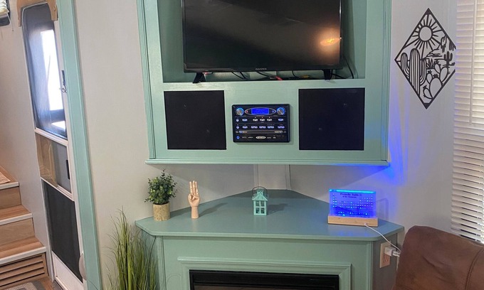 Burnet RV Rental | Cozy Camper at Container City on the backside of Spider Mountain