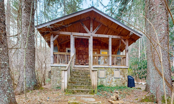 Canton Cabin | Cozy Mountain Lakeside Cabin with hot tub, jon boat + dog friendly
