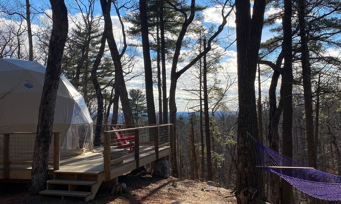 Wallkill House | Cozy, Seasonal Geo-Dome with Heat/AC on Private Wilderness Reserve in Gunks.