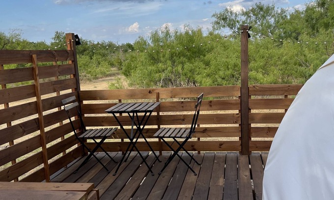 Royse City RV Rental | Delightful Belle Tent on 10 Acres With Private Outdoor Shower!