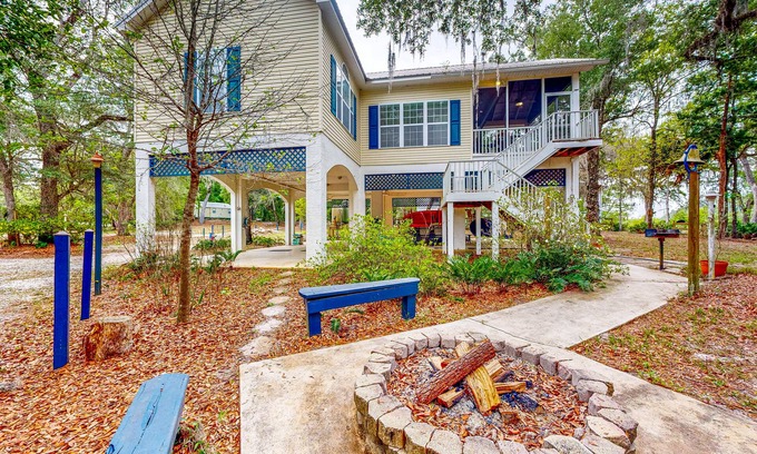 Bell House | Dog-friendly riverfront home with screened porch, firepit, & private dock