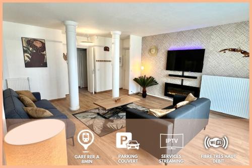 Cergy Apartment | El Cubanito Athéna - Résidence de Standing - 2 Chambres - Parking Privé - Gare à 8 min
