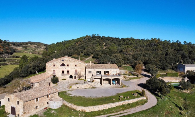 Sant Mateu de Bages House | Country House 'Les Corts De Biosca' with Mountain View, Private Pool and Wi-Fi