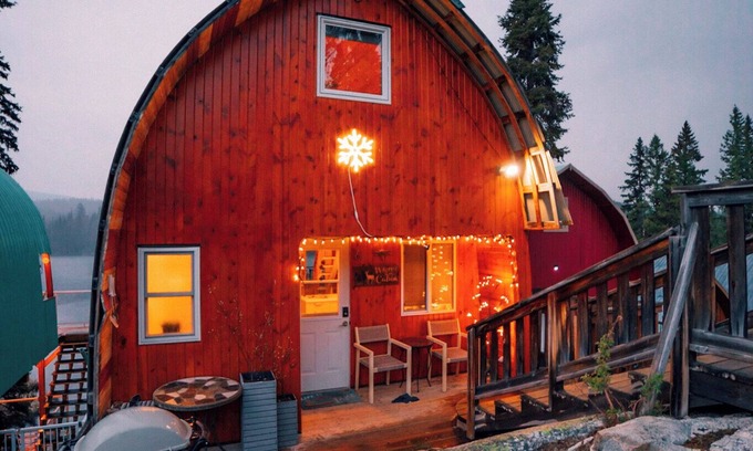 Idabel Lake Cabin | Everly's Hideout near Kelowna & Big White, Sleeps 4, Fire Table, Lakefront Deck
