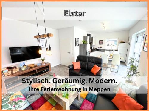 Apeldorn House | Ferienhaus "Elstar" Meppen Ebenerdig Carport Terrasse Neubau NETFLIX Free WIFI 2 Schlafzimmer Küche