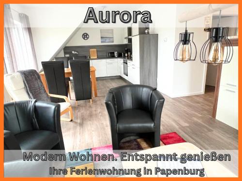 Papenburg Apartment | Ferienwohnung "Aurora" Papenburg Großer Balkon Einbauküche Neubau 74 qm Free Wifi 2 Schlafzimmer
