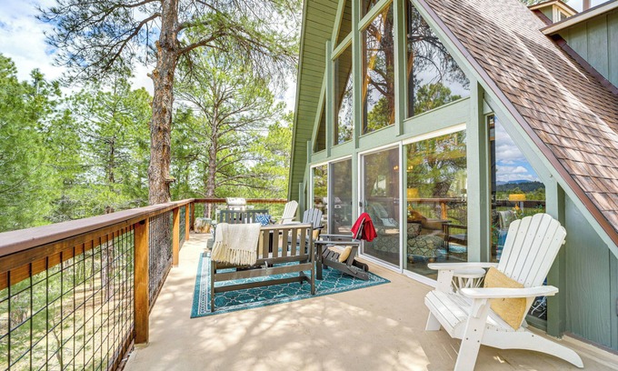 Kachina Village Cabin | Flagstaff A-Frame Cabin w/Deck & Lovely Views!