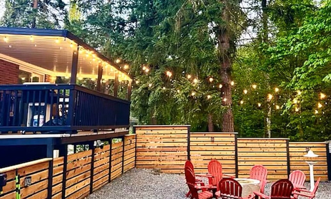 Victory Heights House | Forest Bathing Escape at The Creek Firepit Lights Yoga BBQ & Games 3BR Getaway