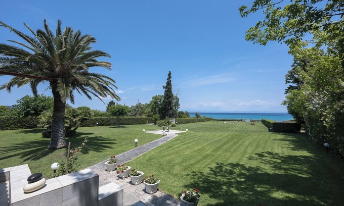 Polichrono Villa | Hanioti Beachfront Paradise Villa by Luxlikehome