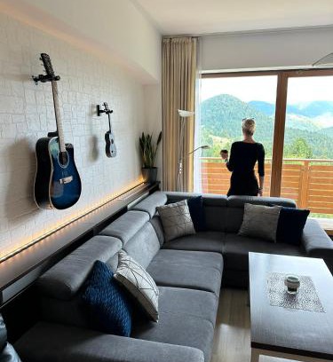 Donovaly Apartment | Havasi View Donovaly - 2 Bedrooms, Mountain View, Garage, 2 WC, Balcony, Dishwasher, Guitar, 164 cm TV, Netflix