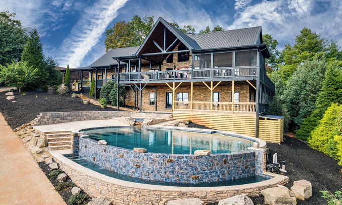 Mineral Bluff Cabin | Heated Pool, Spa, Theater & Mountain Views – Sleeps 20