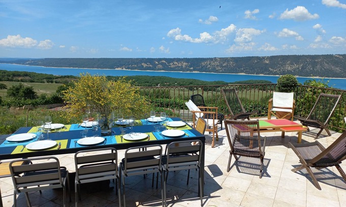 Aiguines Boat Rental | House 6 People, Gorges du Verdon with panoramic view of Lake Ste Croix