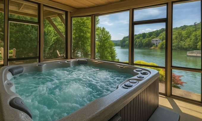 Necowa Cove Cabin | Jump Right In - Waterfront on Lake Blue Ridge | Private Dock | Hot Tub