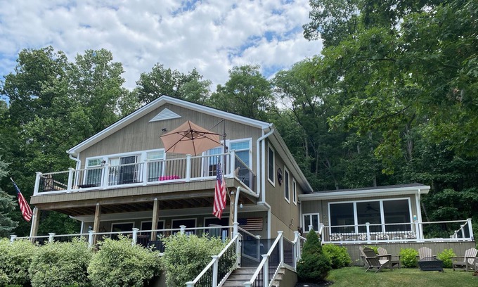Keuka Park House | Keuka Lake House Private Setting up On Hill in Wooded 6 Acre Lot - Great Views