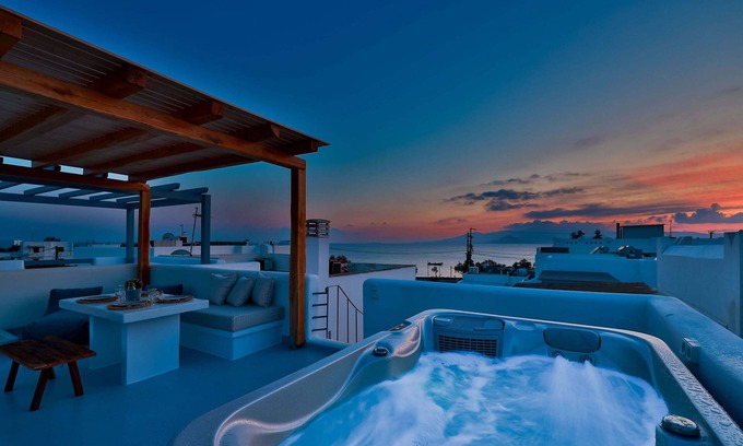 Agios Prokopios Apartment | Kora | Two Bedrooms Apartment | 80m to Beach, Sea View | Private Jaccuzi.