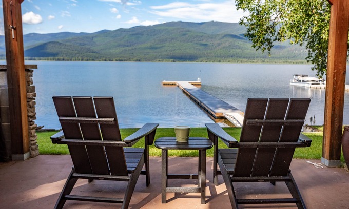 Bigfork House | Lakefront access to Swan Lake w/fireplace, firepit & stunning views - Swan Lake Lodge