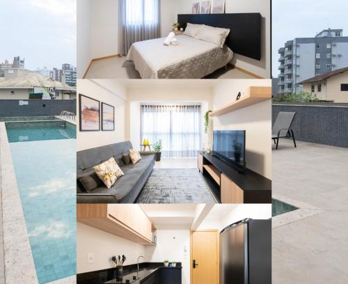 Centro Apartment | Localização Central! A 450 metros da Vila Germânica Loft com Piscina, Ar-Condicionado, Wi-Fi, Cozinha completa, Garagem Privativa, Espaço Zen, Academia, Sauna, e Mercadinho 24h