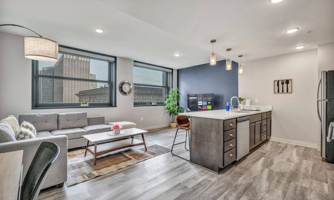 Gateway District Apartment | Luxe 1B in Heart of Downtown Pool & Spa Gym