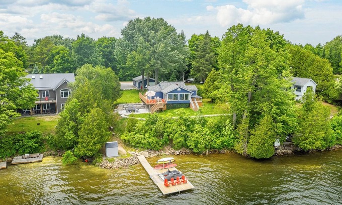 Head Lake Cottage | Luxe Lakefront 4-Season Escape on Head Lake- Hot Tub, Sauna, Trails & Epic Dock!