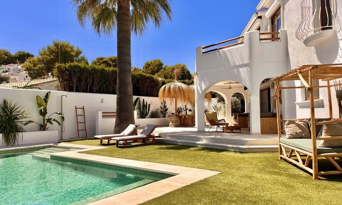 El Portet Villa | Luxury, cozy beach villa, within walking distance the sandy beach and with private pool
