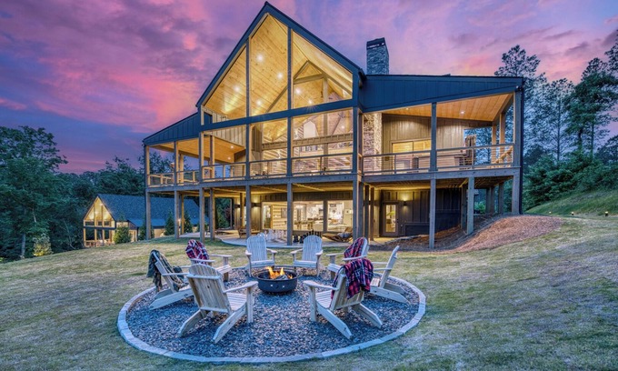 Ellijay Cabin | Luxury Mountain Retreat with Hot Tub, Sauna, and Theater