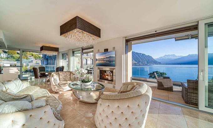 Montreux City Centre Apartment | Luxury Penthouse in Montreux City with Lake View