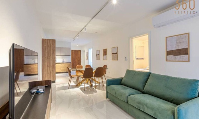Qawra Apartment | Modern 2BR Apt with Private Terrace & Sofa Bed