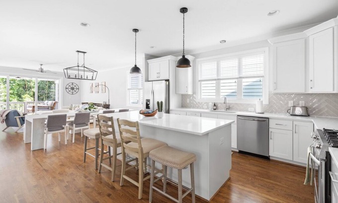 Southwest Raleigh House | Modern 4BR Retreat Fire Pit & Porch Swing