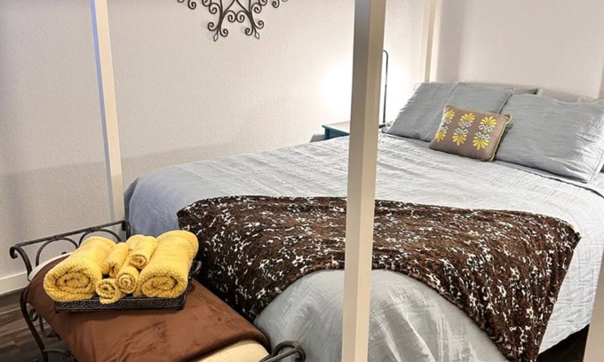 New Braunfels House | Modern Oasis Getaway FireplacenMagnolia enchanted guestsuite in New Braunfels