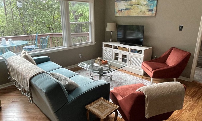 Lake Lure Cottage | Modern with View, Pippin Cottage is between CRVillage & Lake Lure Beach