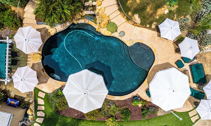 Meiners Oaks House | Mountain Retreat with Paradise Style "Pool, Spa & Waterfall" Views gated yard