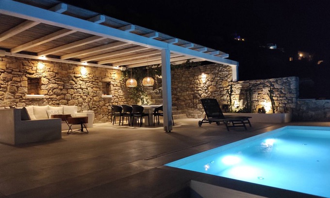 Agios Stefanos Villa | Mykonian Luxury Villa Azure w View Pool