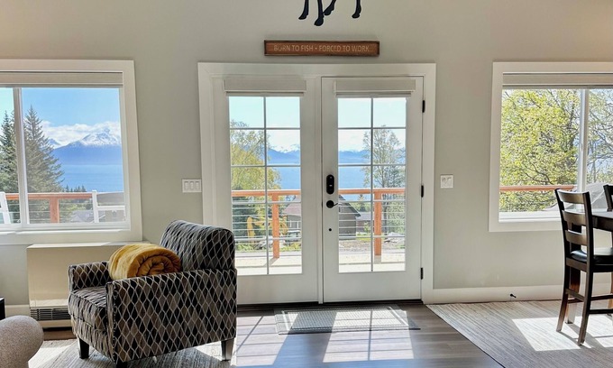Homer Apartment | New! Gorgeous Getaway with Bay and Mountain Views and Soaking Tub.