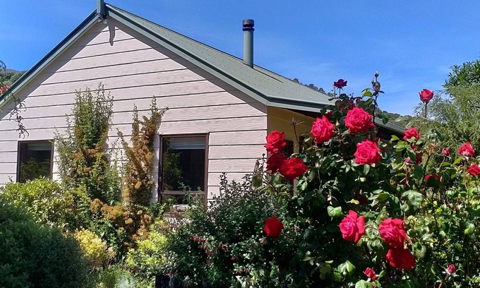 Akaroa House | Newly redecorated & beside th stream sunny seating area Spring is gorgeous here