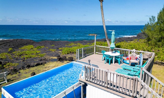 Keaau House | Ocean front~Pool,AC,Views,Spacious! Fall into whale season special 395 per night