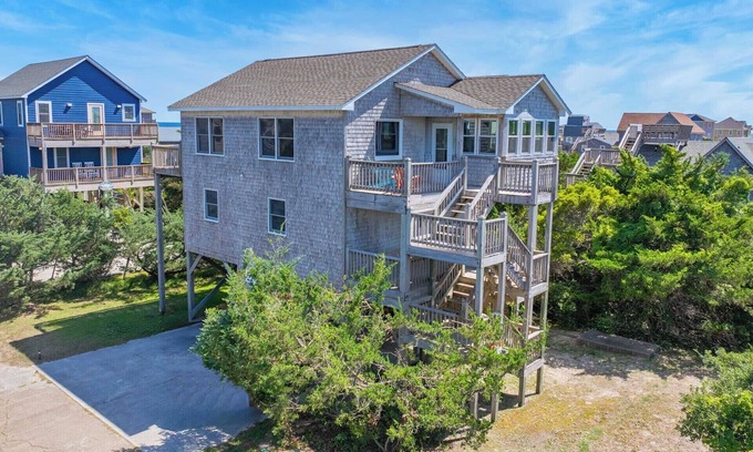 Frisco House | Oceanview Dog Friendly Home with Grills, Screened Porch, and Nearby Beach Access