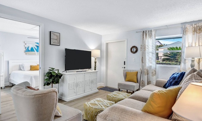 Port Canaveral Condo | Only 1 block from the beach, with private patio and a Pool!