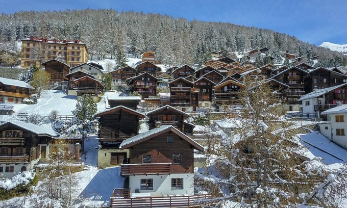 St. Luc Ski Chalet | Outside : chalet for 6 persons, balcony, grass terrace -Inside : 110 sqm, livng with a fire place, d
