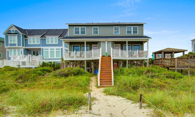 Holden Beach House | Outstanding Beachfront Family Duplex w/Free WiFi, Patio, Deck, Central AC, W/D