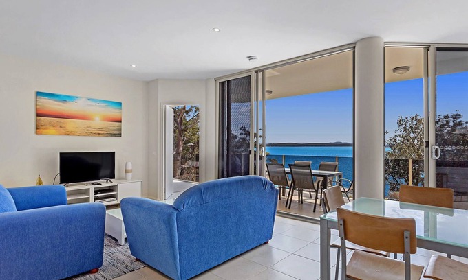 Nelson Bay House | Perched above Dutchies Beach with views over the bay