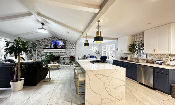 Marietta House | Pet Friendly Suburban Retreat: Modern Comforts for Families w/firepit