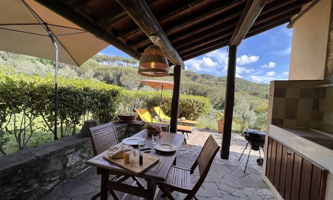 Castagneto Carducci Cottage | "Piccola" rustic cottage, garden, sea view, 6 km to the sea