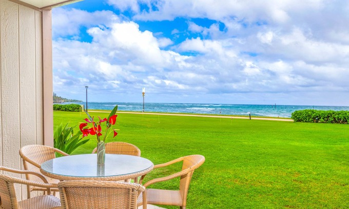 Kapaa Condo | Pono Kai B109, Beautiful Oceanfront, AC, Walk to Town, Sunrise View